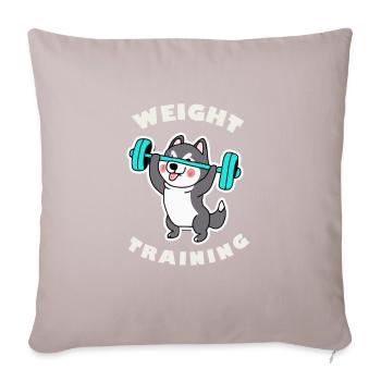 Husky Musculation Chien Cadeau Malamute - Housse de coussin décorative 45 x 45 cm - taupe clair - Devant