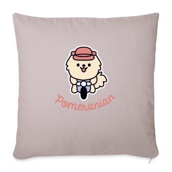 Poméranie Vintage Biker Dog Gift Rétro - Housse de coussin décorative 45 x 45 cm - taupe clair - Devant