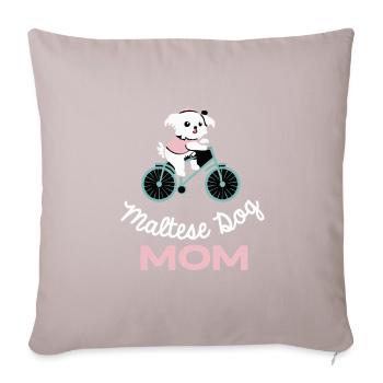 Maltese Dog Mama Bicycle Dog Retro - Sofa pillowcase 17,3'' x 17,3'' (45 x 45 cm) - light taupe - Front