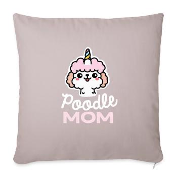Caniche Mama Licorne Chien Rétro - Housse de coussin décorative 45 x 45 cm - taupe clair - Devant