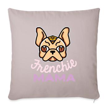 Frenchie Mama Hund Geschenk Französische Bulldogge - Sofakissenbezug 45 x 45 cm - helles Taupe - Vorne