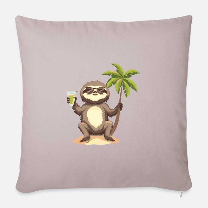 Faultier Sommer Urlaub - Sofakissenbezug 45 x 45 cm - helles Taupe