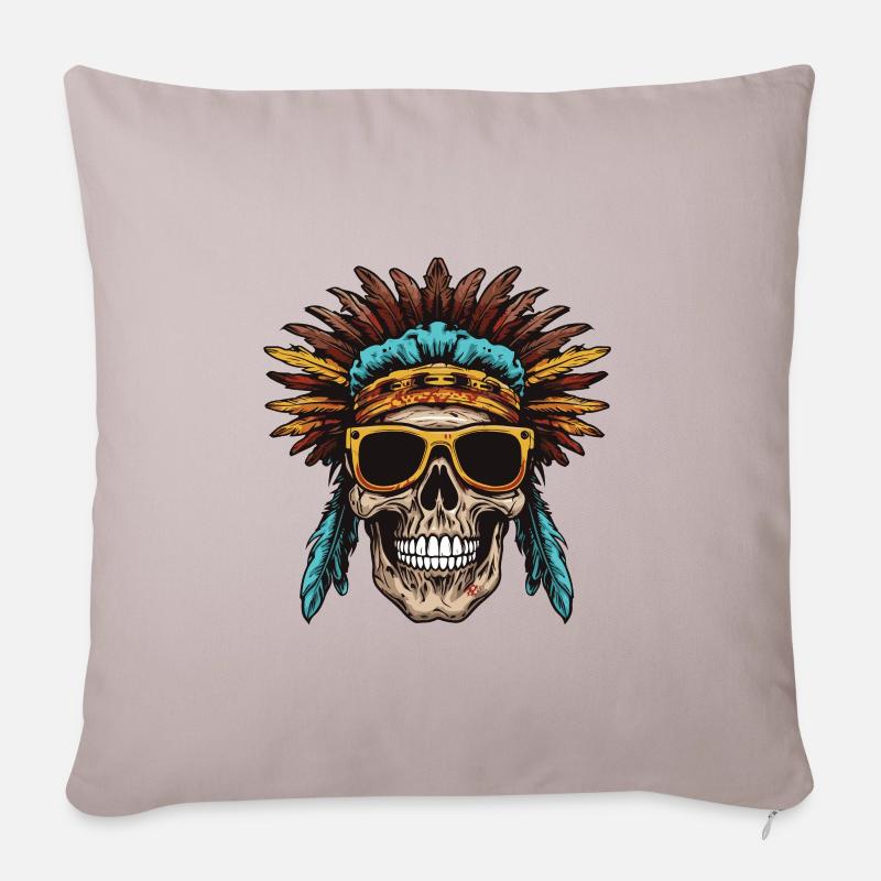 Apache Totenkopf Indianer - Sofakissenbezug 45 x 45 cm - helles Taupe