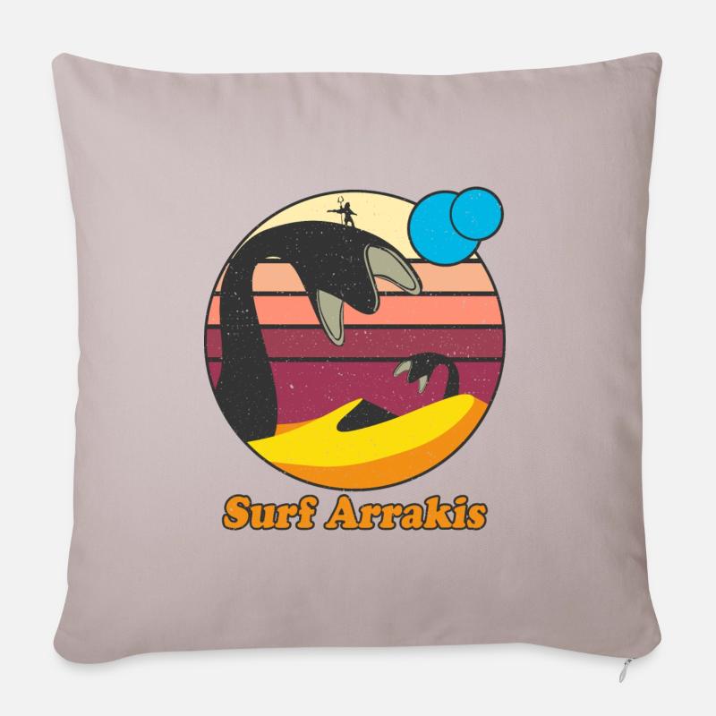 Surf Arrakis Retro Grafik - Sofakissenbezug 45 x 45 cm - helles Taupe