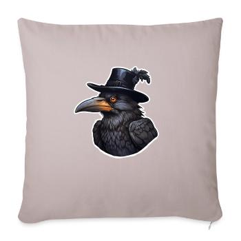 Corbeau avec chapeau halloween - Housse de coussin décorative 45 x 45 cm - taupe clair - Devant