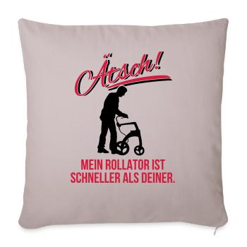 Ätsch ich bin schneller - Sofakissenbezug 45 x 45 cm - helles Taupe - Vorne