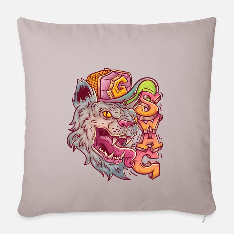 Wild Cat Swag dans le style graffiti. - Housse de coussin décorative 45 x 45 cm - taupe clair