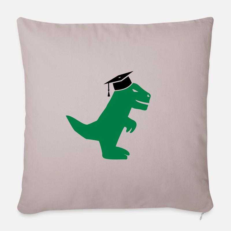 T-Rex Dinosaurier mit Doktorhut Promotion, Examen - Sofakissenbezug 45 x 45 cm - helles Taupe