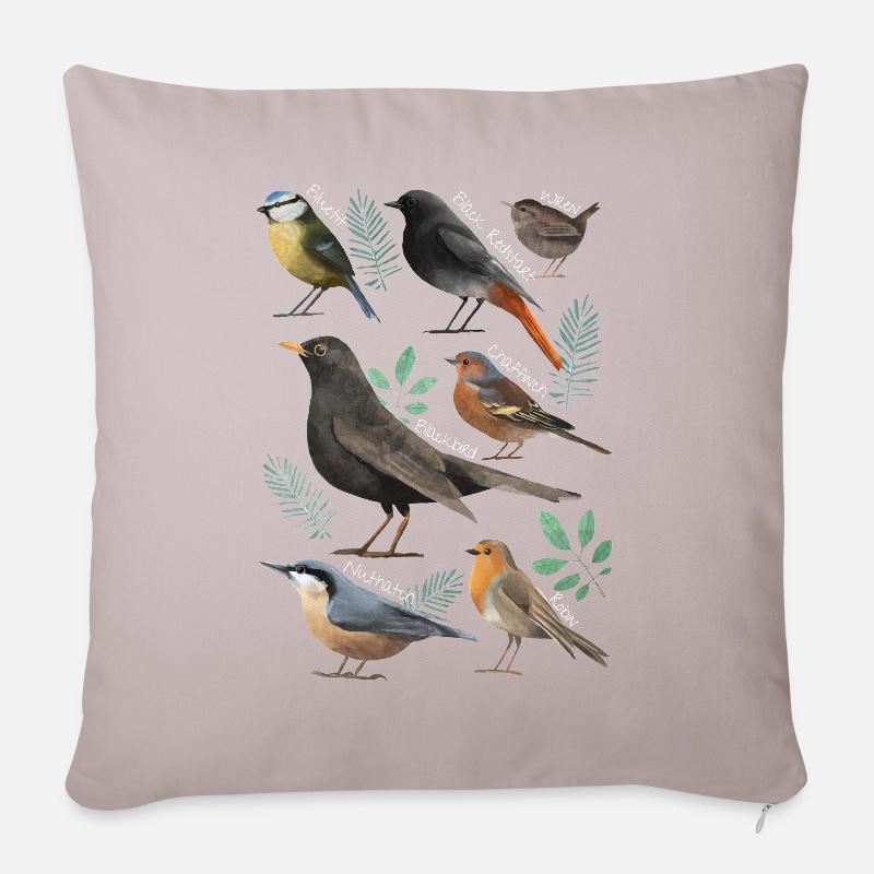 Kleine Vogelkunde - Sofakissenbezug 45 x 45 cm - helles Taupe
