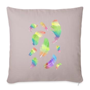 Feathers Rainbow vintage style gift idea - Sofa pillowcase 17,3'' x 17,3'' (45 x 45 cm) - light taupe - Front