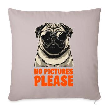 Mops mit Sonnenbrille - Keine Fotos Bitte - Sofa pillowcase 17,3'' x 17,3'' (45 x 45 cm) - light taupe - Front
