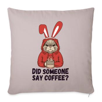 Quelqu’un a dit café ? Chat aux oreilles de lapin - Housse de coussin décorative 45 x 45 cm - taupe clair - Devant