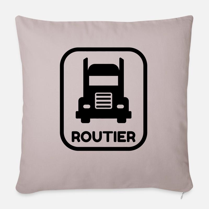 Routier / Chauffeur Poids-lourd / Camion / - Housse de coussin décorative 45 x 45 cm - taupe clair