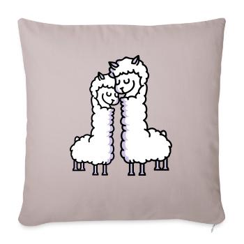 Llama Love - Housse de coussin décorative 45 x 45 cm - taupe clair - Devant