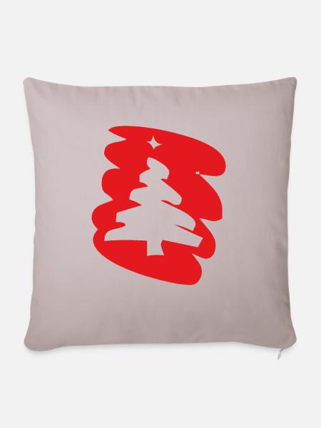 Weihnachtsbaum - Sofakissenbezug 45 x 45 cm - helles Taupe