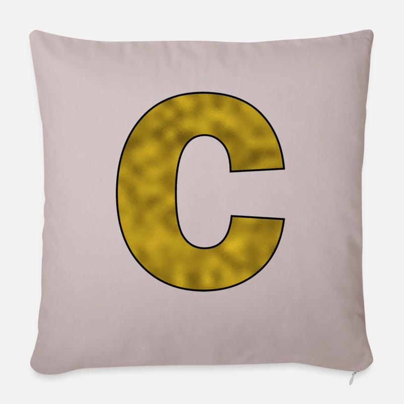 Buchstabe C Gold - Sofakissenbezug 45 x 45 cm - helles Taupe