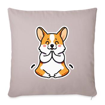 Corgi Namaste Chien Gallois - Housse de coussin décorative 45 x 45 cm - taupe clair - Devant