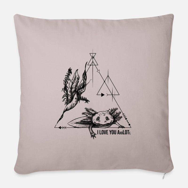 Axolotl - Aimez-vous beaucoup - Look de tatouage - Housse de coussin décorative 45 x 45 cm - taupe clair