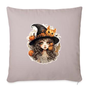 Halloween Hexe - Sofakissenbezug 45 x 45 cm - helles Taupe - Vorne