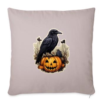 Crow with Pumpkin Halloween 3 - Sofa pillowcase 17,3'' x 17,3'' (45 x 45 cm) - light taupe - Front