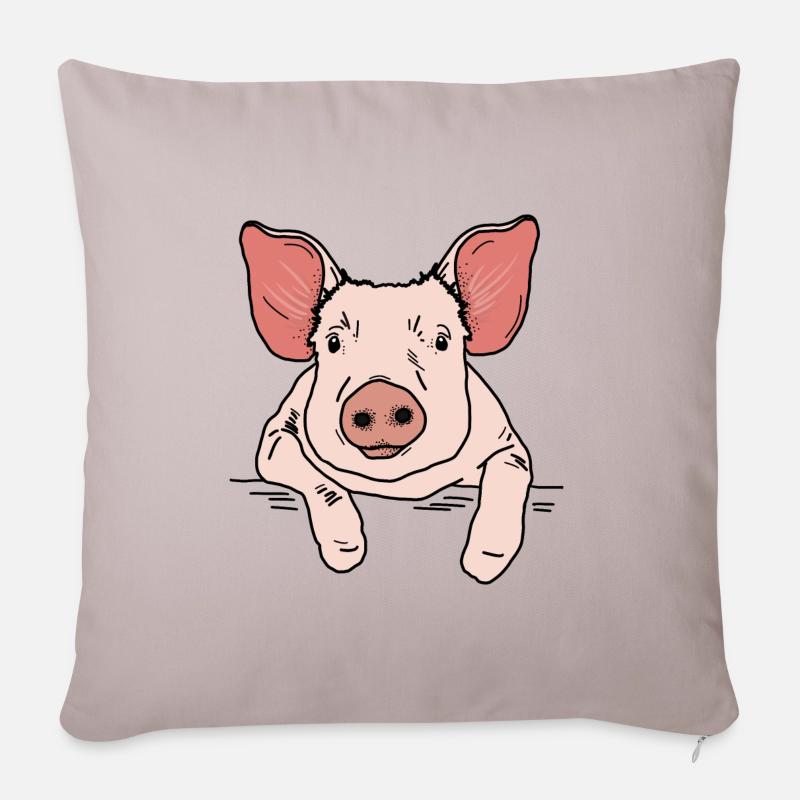 Tête de cochon - Housse de coussin décorative 45 x 45 cm - taupe clair