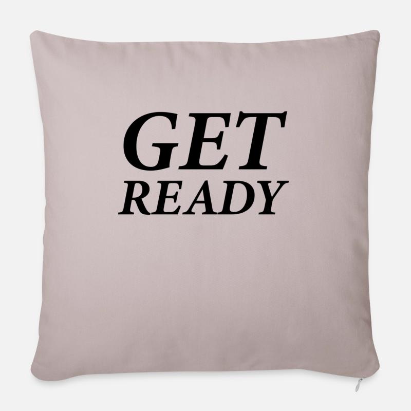 Lettrage Préparez-vous - Housse de coussin décorative 45 x 45 cm - taupe clair
