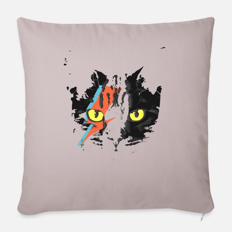 Chat chaton miaou noir mignon idée cadeau - Housse de coussin décorative 45 x 45 cm - taupe clair
