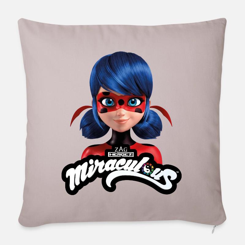 Miraculous Ladybug Avec Logo - Housse de coussin décorative 45 x 45 cm - taupe clair