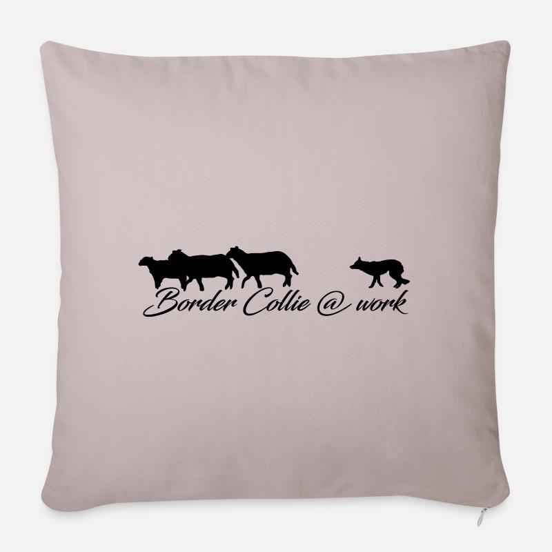 Méfiez-vous du Border Collie - Housse de coussin décorative 45 x 45 cm - taupe clair