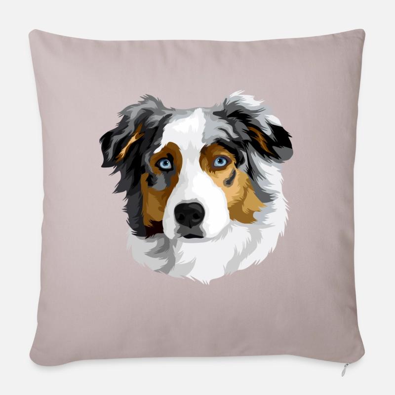Australian Shepherd Kopf - Sofakissenbezug 45 x 45 cm - helles Taupe