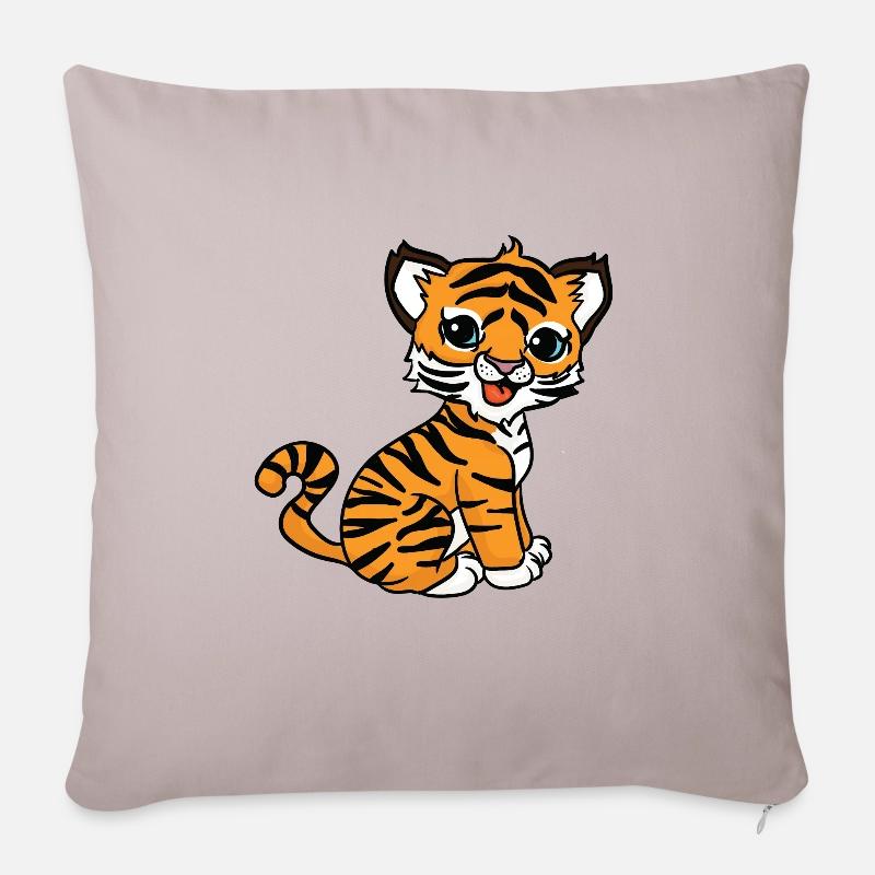 Tiger Dschungel Großkatze Wildkatze Kinder - Sofakissenbezug 45 x 45 cm - helles Taupe