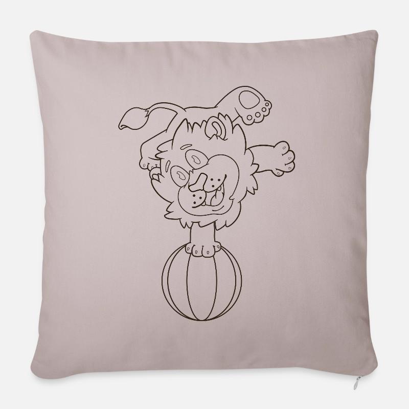Lion équilibre - Housse de coussin décorative 45 x 45 cm - taupe clair