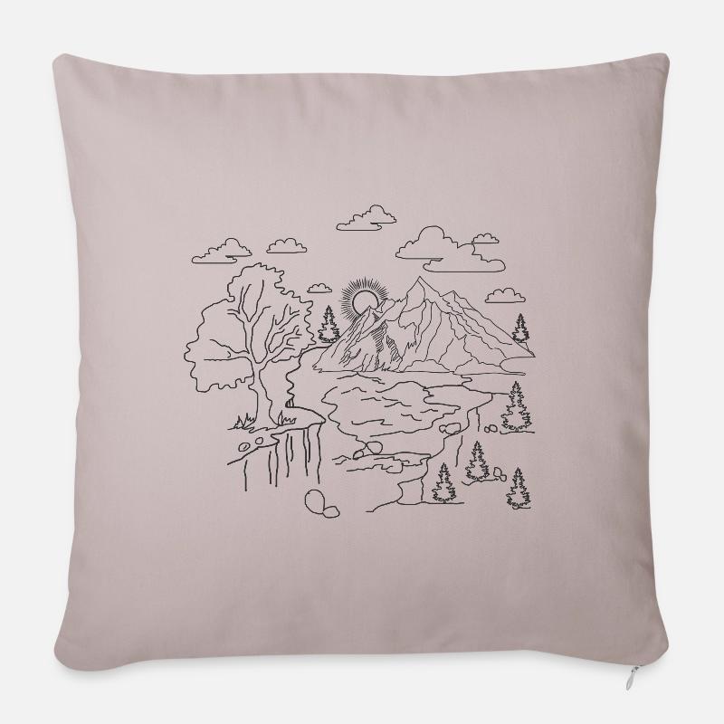 Mutter Natur Panorama - Sofakissenbezug 45 x 45 cm - helles Taupe