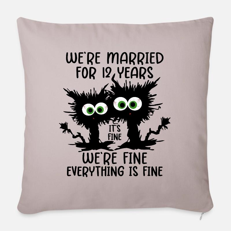 12 ans marié nickel cadeau de mariage - Housse de coussin décorative 45 x 45 cm - taupe clair
