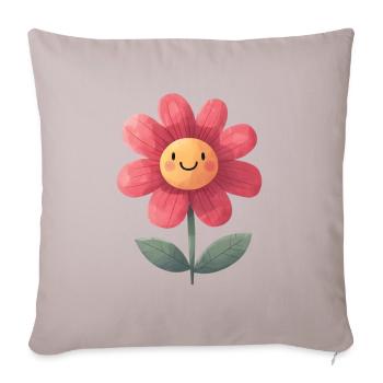 Conception de dessin animé de fleur drôle – Happy Blossom - Housse de coussin décorative 45 x 45 cm - taupe clair - Devant
