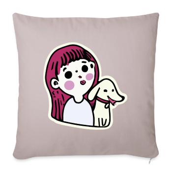 Teckel Chien Chien Viennois - Housse de coussin décorative 45 x 45 cm - taupe clair - Devant