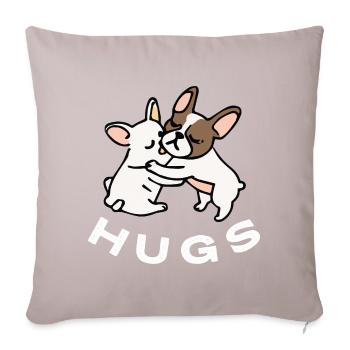 Hugs French Bulldog Dog Gift Frenchie - Sofa pillowcase 17,3'' x 17,3'' (45 x 45 cm) - light taupe - Front