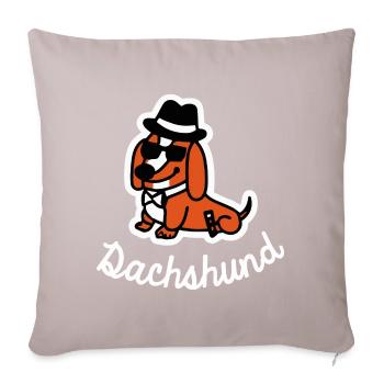 Drôle de teckel Chien Cadeau Wiener Dog - Housse de coussin décorative 45 x 45 cm - taupe clair - Devant