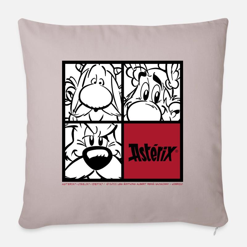 Astérix & Obélix & Idéfix Portrait - Housse de coussin décorative 45 x 45 cm - taupe clair