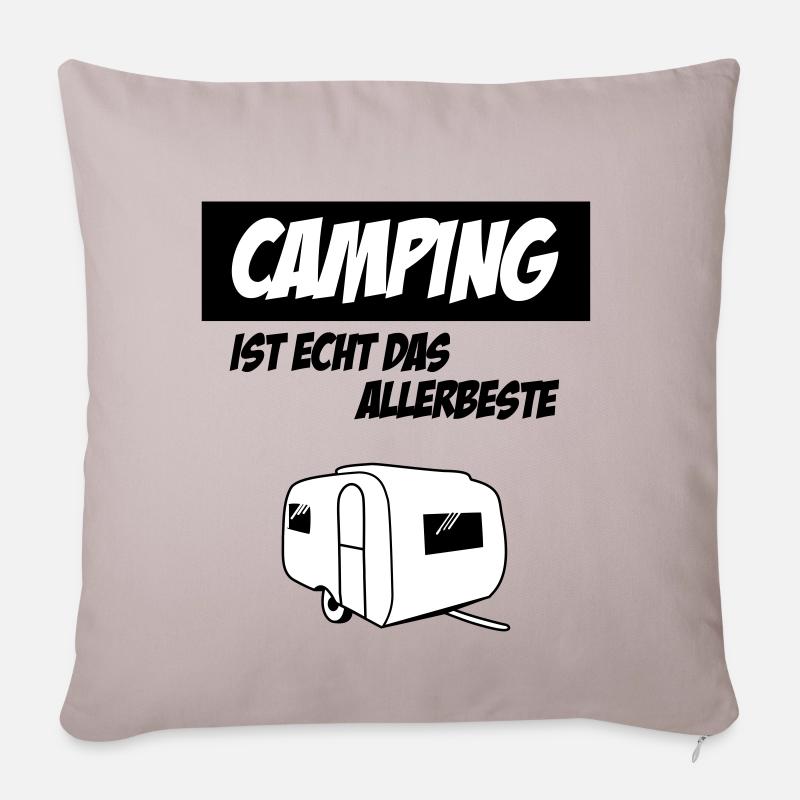 Camping Ist Echt Das Allerbeste - Sofakissenbezug 45 x 45 cm - helles Taupe