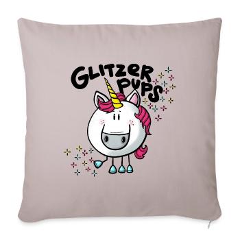 Einhorn Glitzerpups - Sofakissenbezug 45 x 45 cm - helles Taupe - Vorne