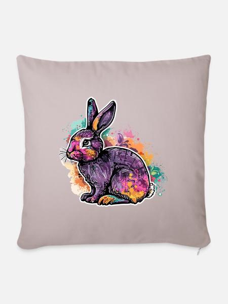 Ostern Osterhase Feldhase - Sofakissenbezug 45 x 45 cm - helles Taupe