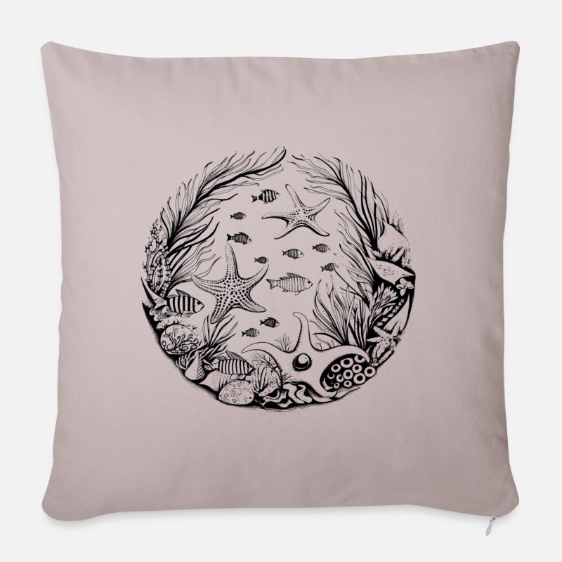 Motif marin noir - Housse de coussin décorative 45 x 45 cm - taupe clair