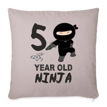 Ninja 5 years Happy Birthday - Sofa pillowcase 17,3'' x 17,3'' (45 x 45 cm) - light taupe - Front