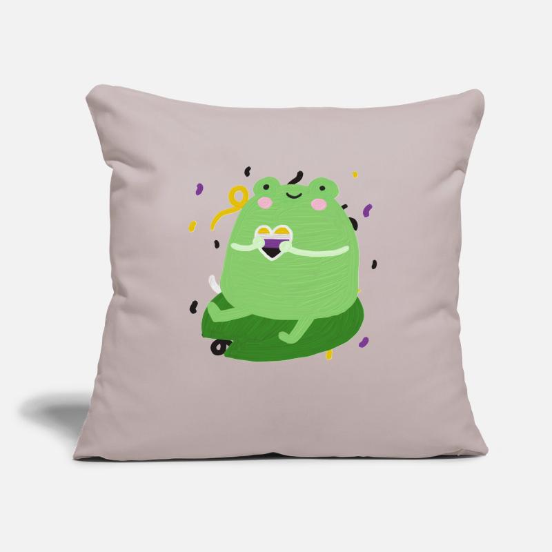 Sweet frog with non-binary pride flag colors Sofa pillowcase 17,3'' x 17,3'' (45 x 45 cm)