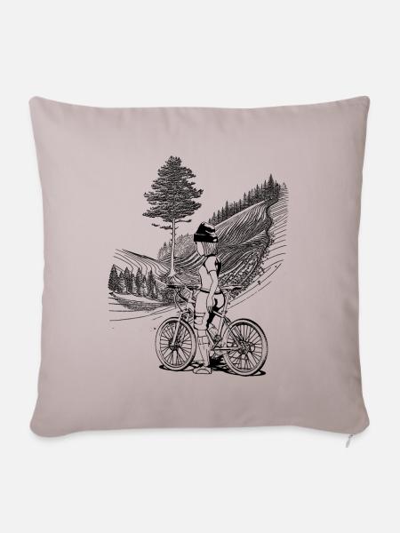 Abenteuer-Shirt für Mountainbiker: Freiheit & Stil - Sofakissenbezug 45 x 45 cm - helles Taupe