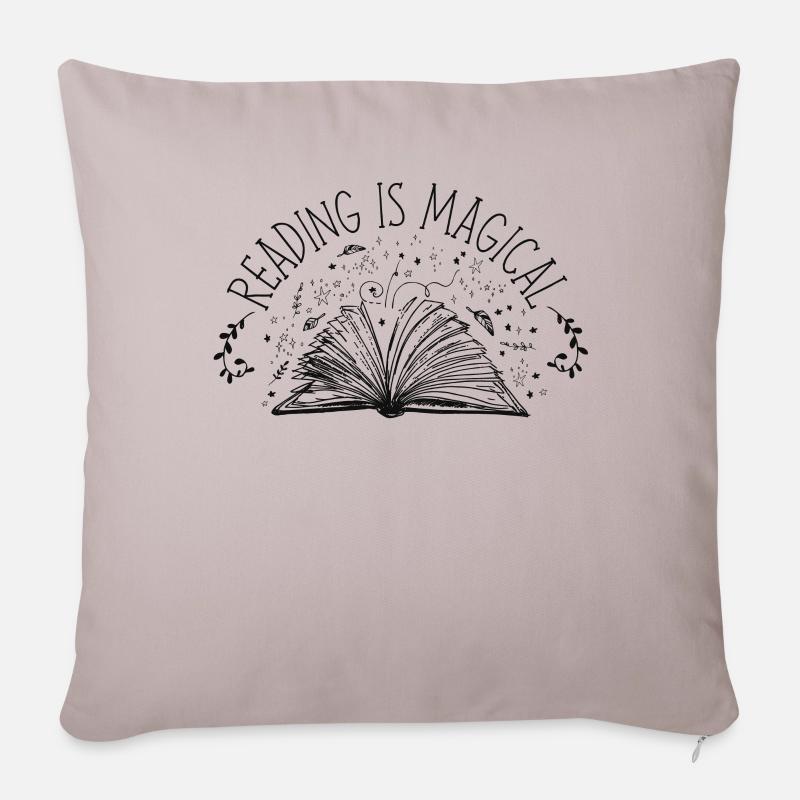 Buch Lesen Literatur Reading Is Magical - Sofakissenbezug 45 x 45 cm - helles Taupe