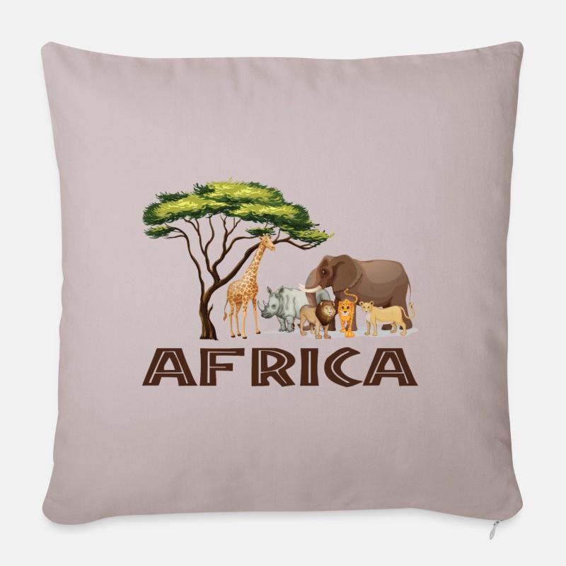 Afrika Grafik - Sofakissenbezug 45 x 45 cm - helles Taupe