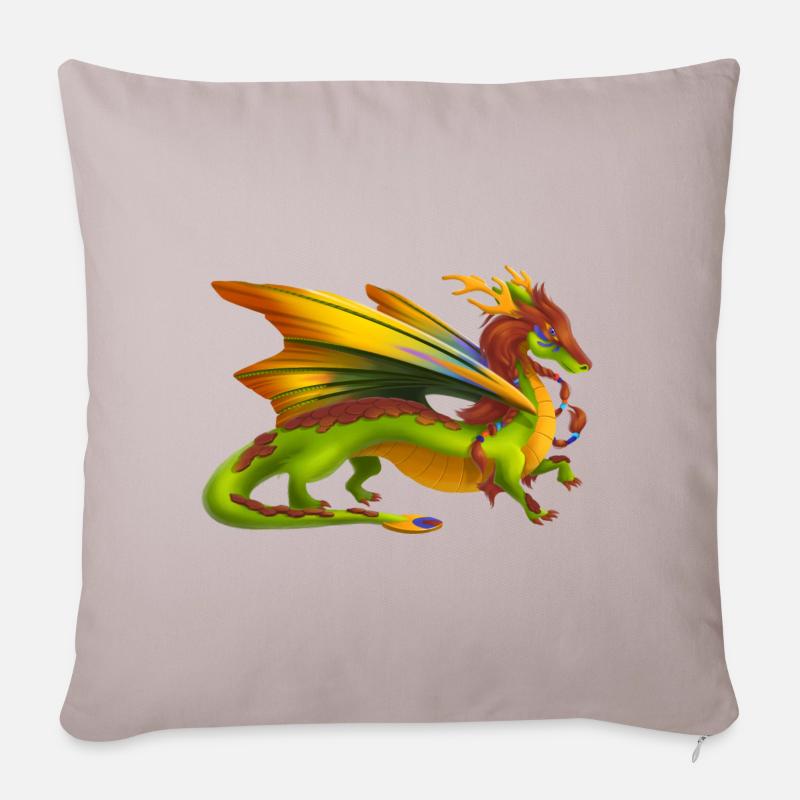 Magischer Erde Drache - Drachen der Elemente - Sofakissenbezug 45 x 45 cm - helles Taupe