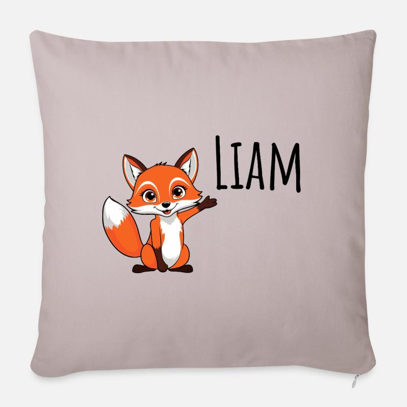 Fuchs - Mein Name ist Liam - Süßes Waldtier - Sofakissenbezug 45 x 45 cm - helles Taupe